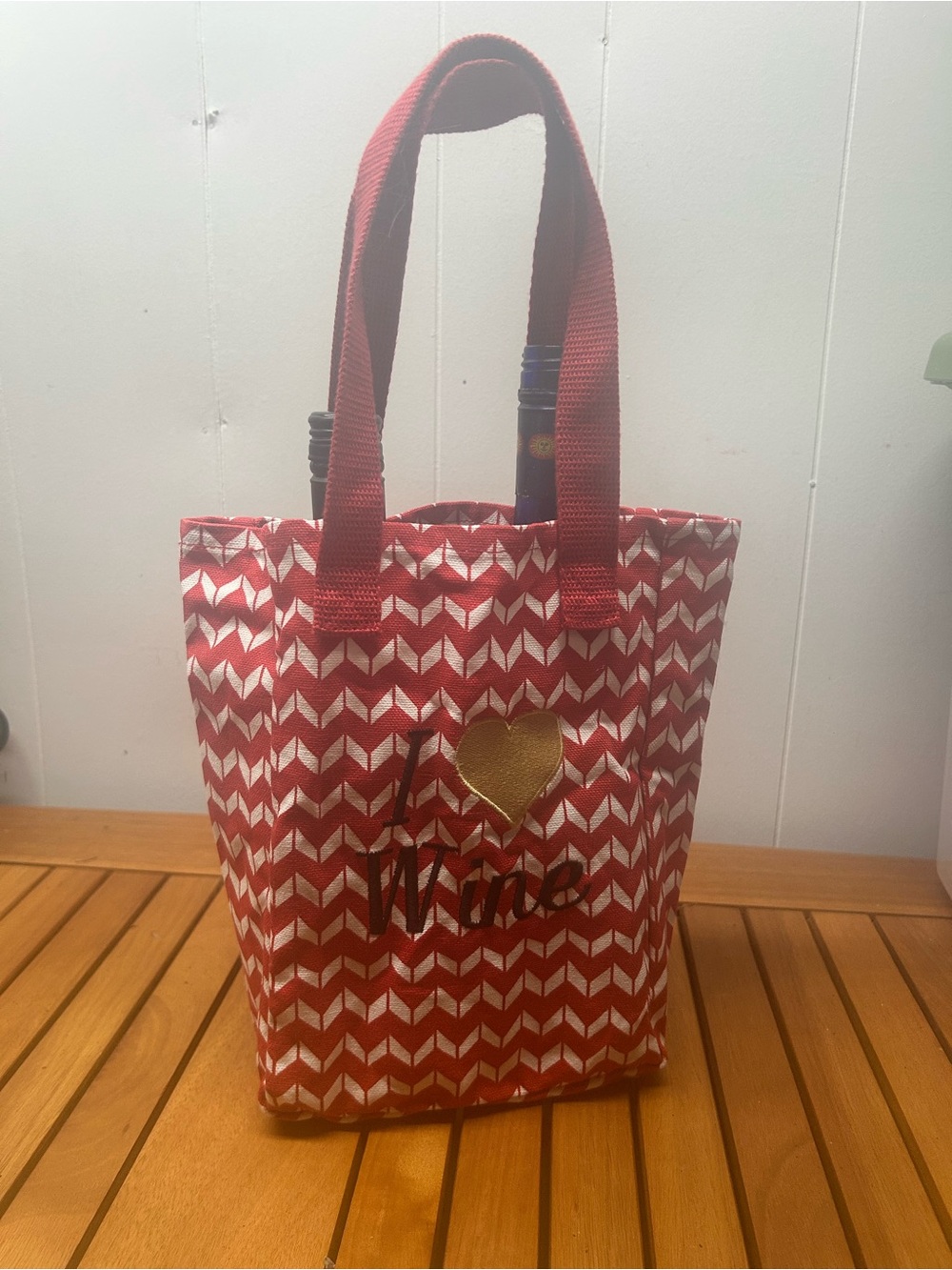 Red Patterned Wine Tote Bag